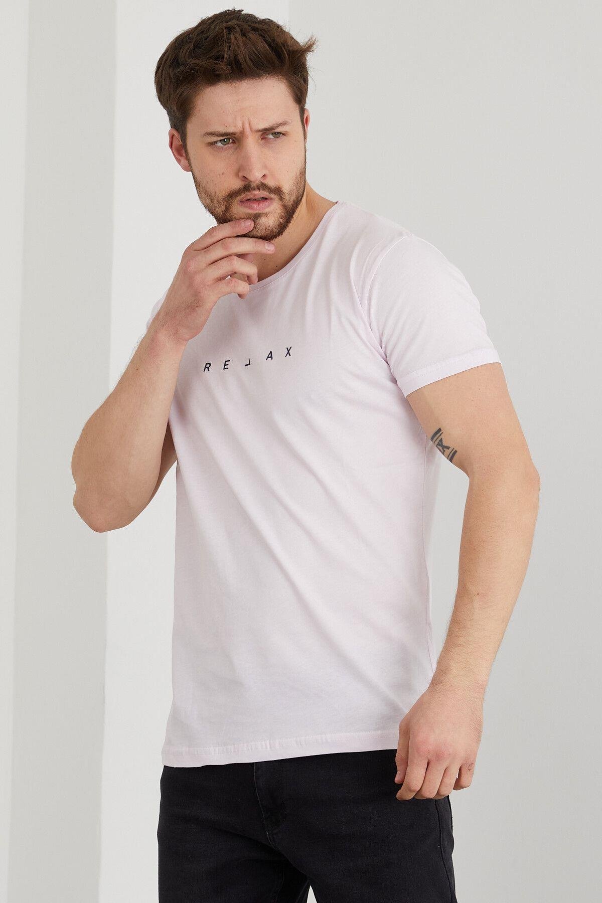 TARZ COOLT-ShirtRLXTSErkek Kırık Beyaz Baskılı Slim Fit T-shirt-rlxtsr16s