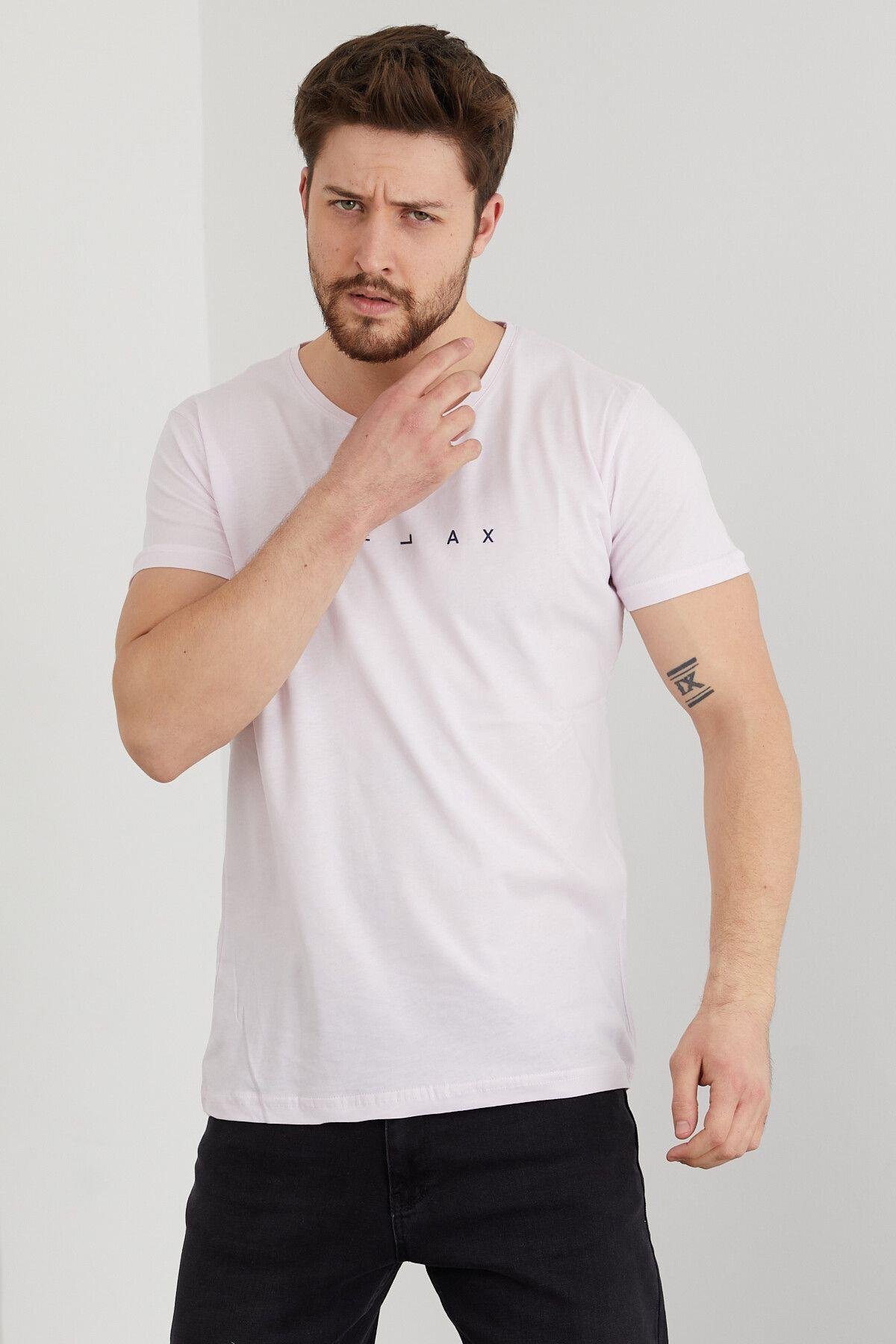 TARZ COOLT-ShirtRLXTSErkek Kırık Beyaz Baskılı Slim Fit T-shirt-rlxtsr16s