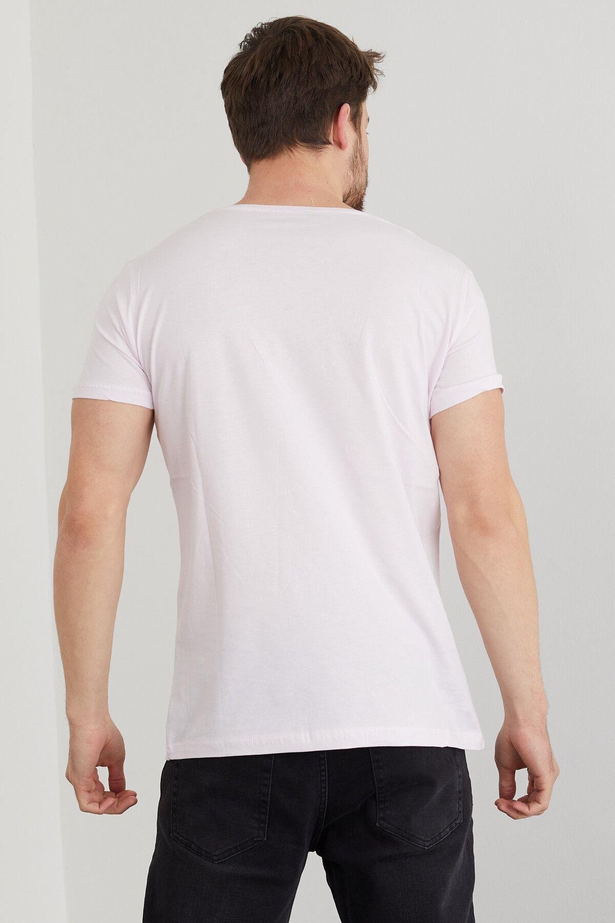 TARZ COOLT-ShirtRLXTSErkek Kırık Beyaz Baskılı Slim Fit T-shirt-rlxtsr16s