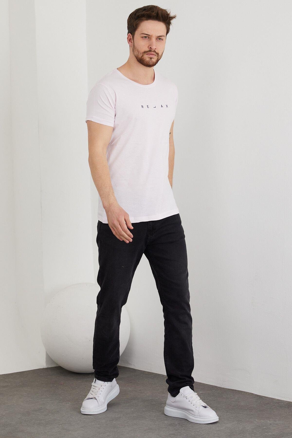 TARZ COOLT-ShirtRLXTSErkek Kırık Beyaz Baskılı Slim Fit T-shirt-rlxtsr16s