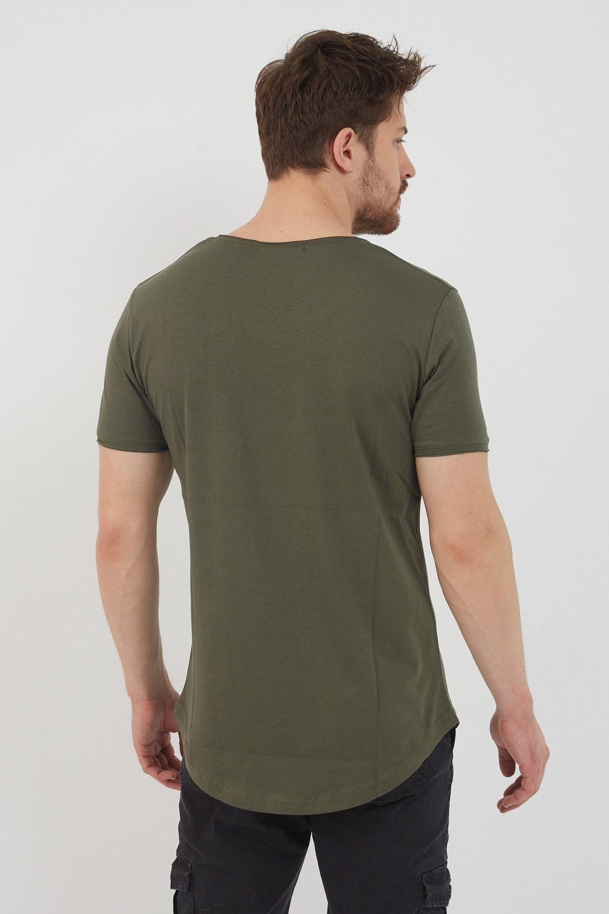 TARZ COOLT-ShirtTCPS001Erkek Koyu Haki Pis Yaka Salaş T-shirt-tcps001r67s