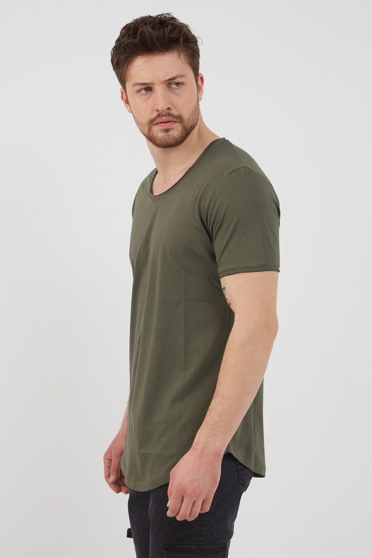 TARZ COOLT-ShirtTCPS001Erkek Koyu Haki Pis Yaka Salaş T-shirt-tcps001r67s