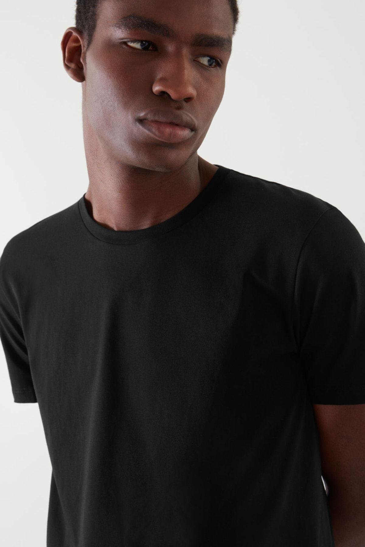 TARZ COOLT-ShirtTCPS001Siyah Basic Erkek Slim Fit %100 Pamuklu Kısa Kollu Bisiklet Yaka T-shirt