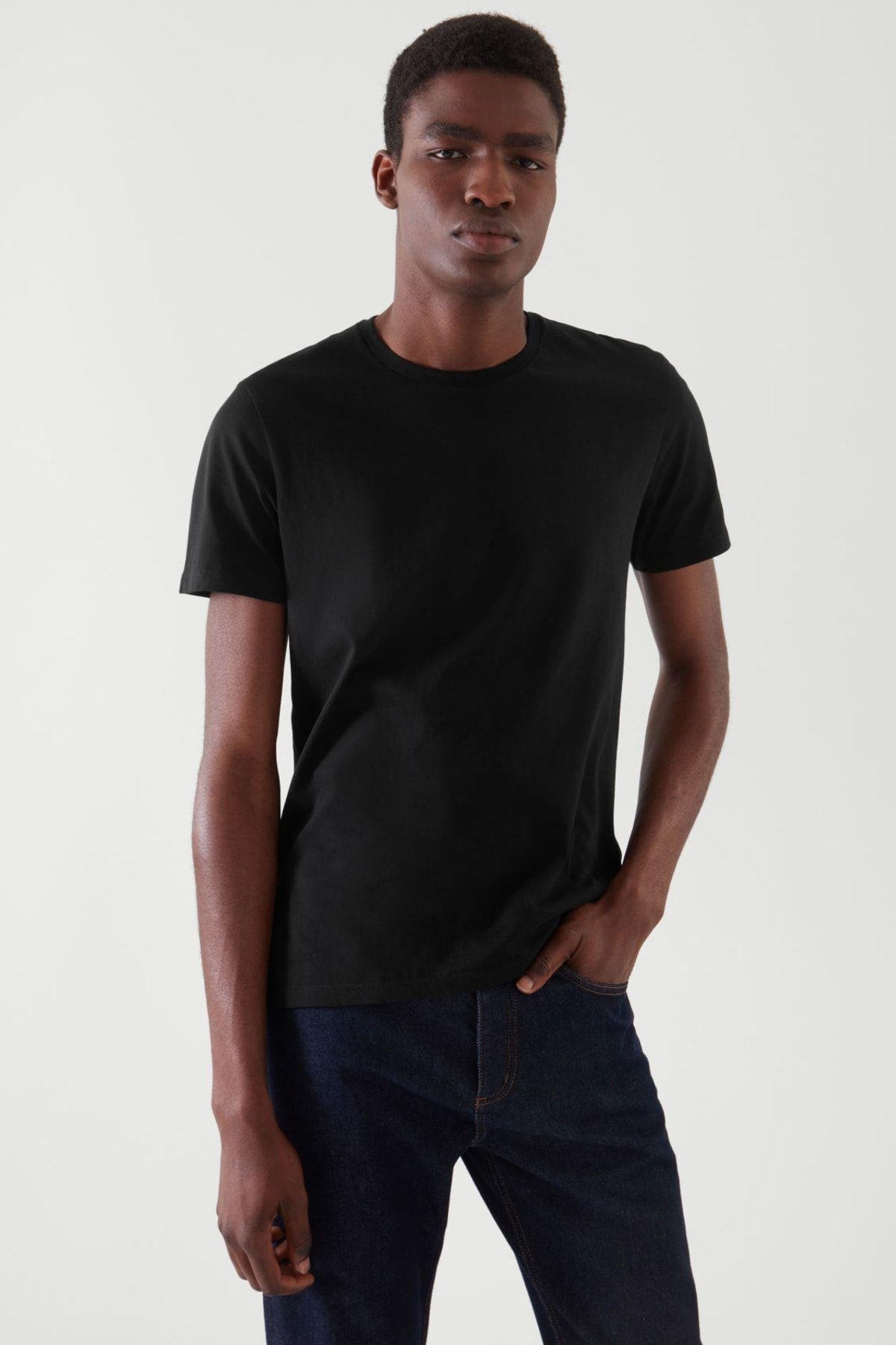 TARZ COOLT-ShirtTCPS001Siyah Basic Erkek Slim Fit %100 Pamuklu Kısa Kollu Bisiklet Yaka T-shirt