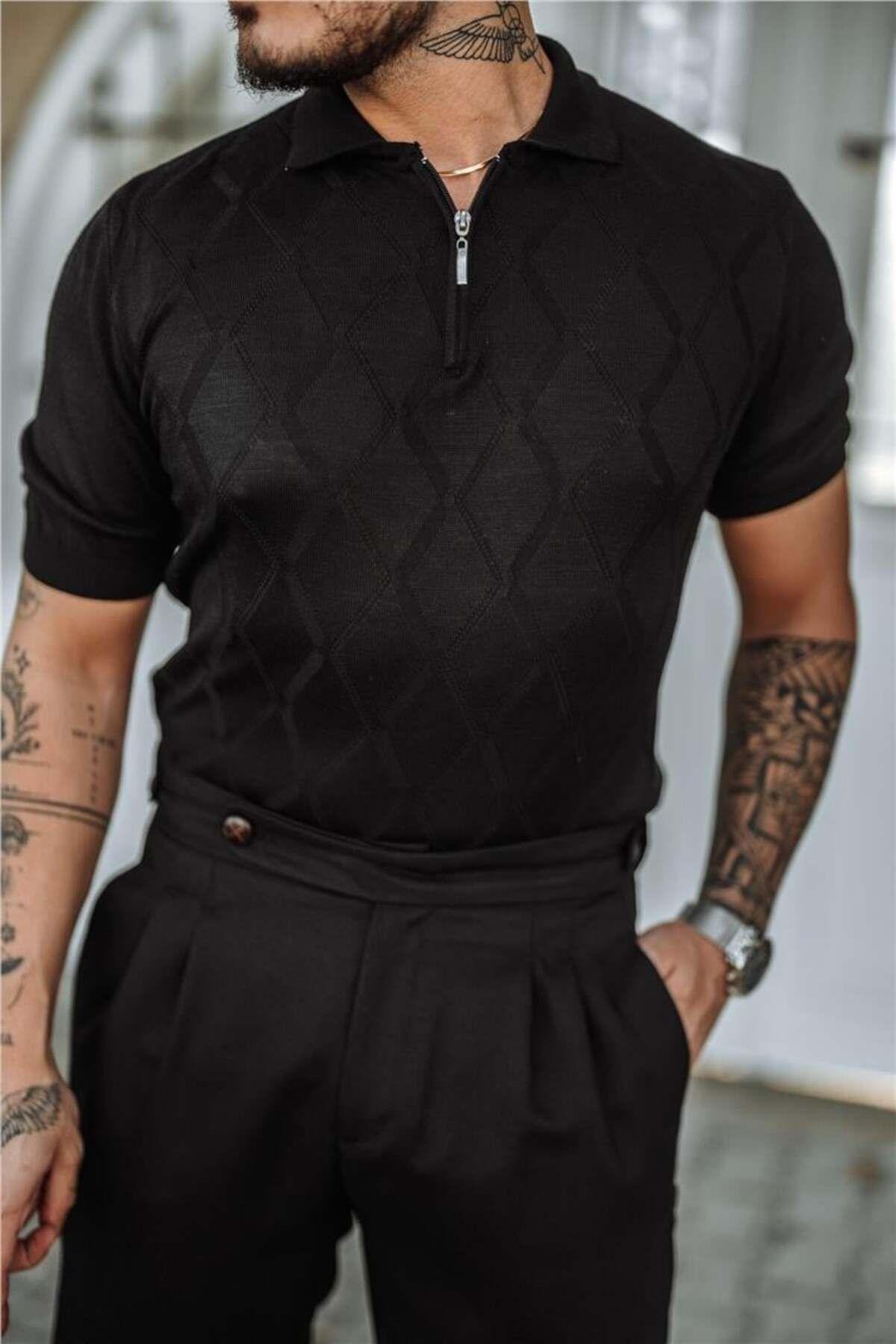 TARZ COOLT-ShirtTRZ19201Erkek Fermuarlı Polo Yaka Triko T-Shirt