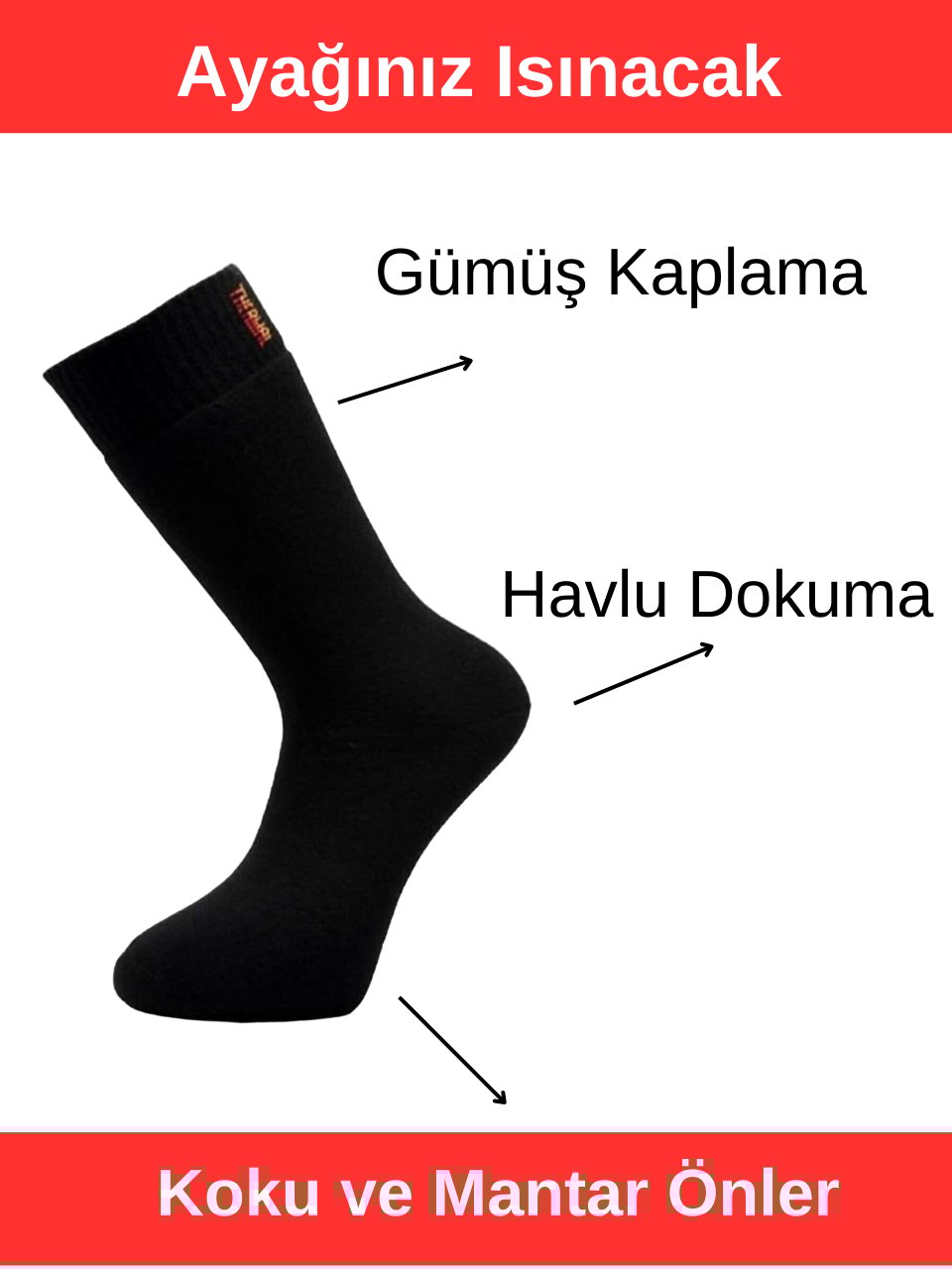 Gümüş Havlu Erkek Çorap Siyah