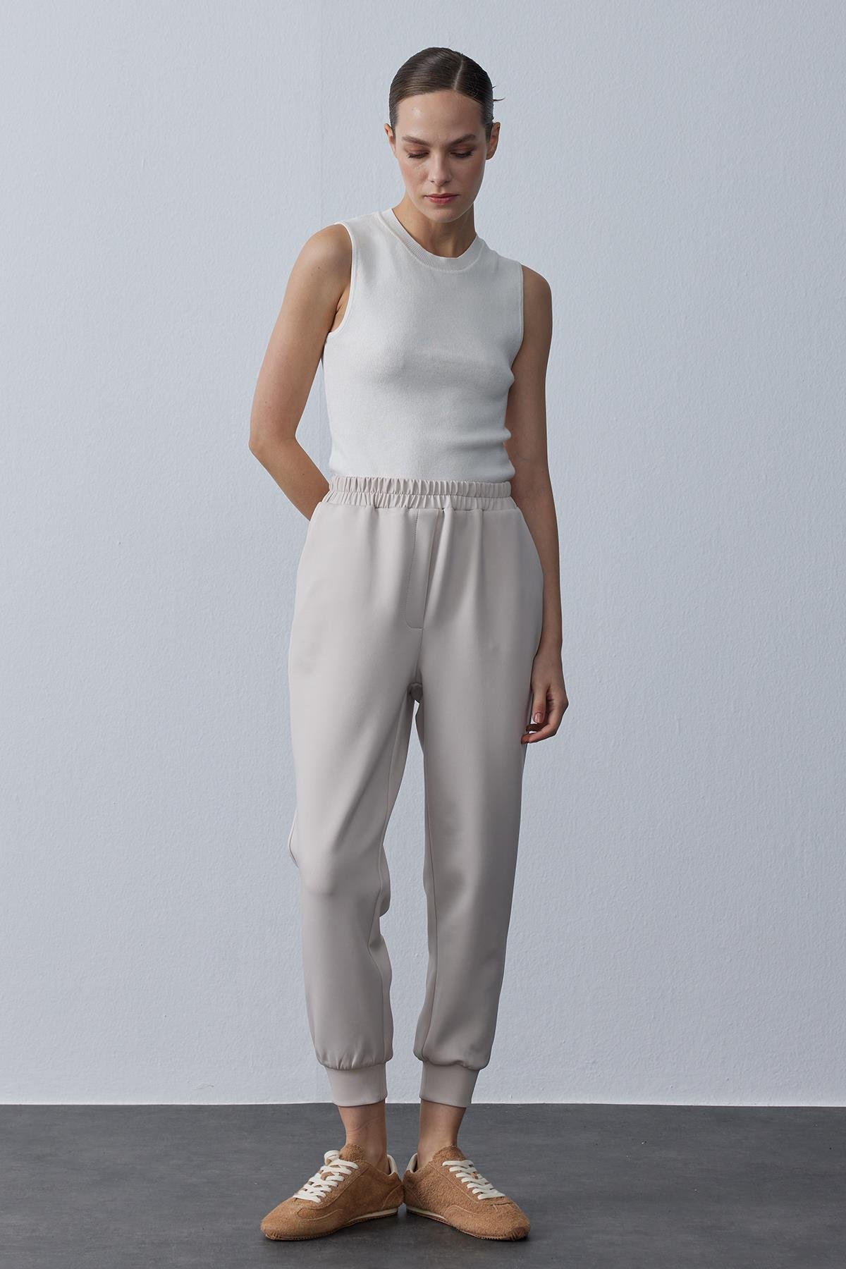 Jogger Model Scuba Pantolon Bej