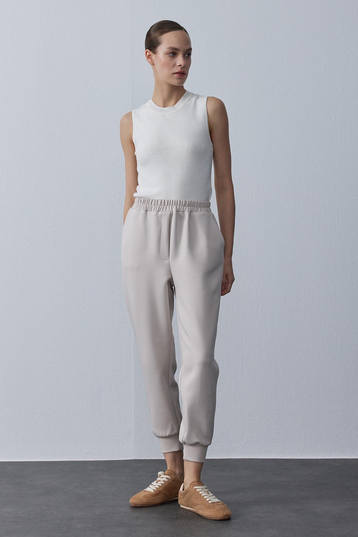 Jogger Model Scuba Pantolon Bej