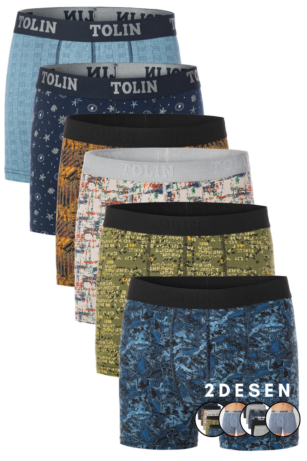 Erkek 6 lı Süprem Pamuklu Likralı Renkli Boxer Seti 4147