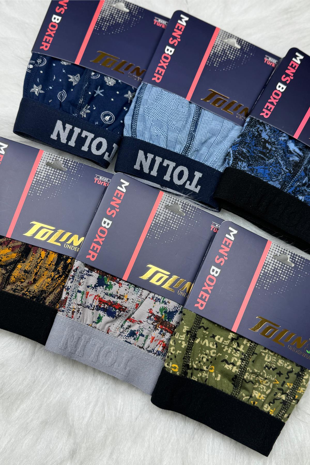 Erkek 6 lı Süprem Pamuklu Likralı Renkli Boxer Seti 4147