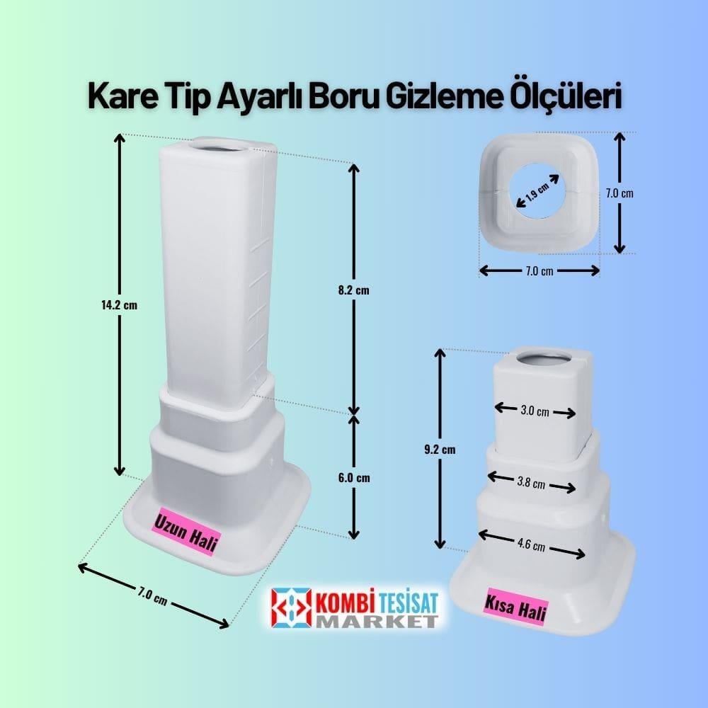 Boru Gizleme Aparatı Tekli Ayarlı Hareketli Kare Beyaz
