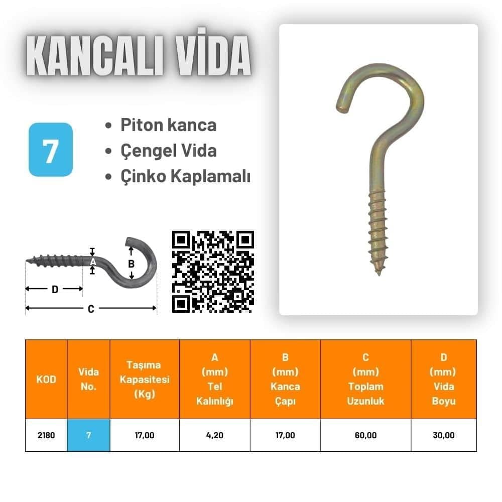 Vida ve Dübeller-Diğer-Piton Çengel Kancalı Vida-k02-1640