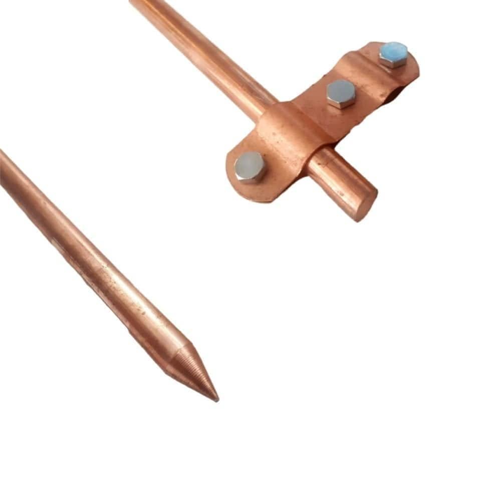 Gaz Emniyet Ekipmanları-Diğer-Saf Bakır Topraklama Çubuğu-80 cm 12 mm-Klemens Dahil-Bakırç03