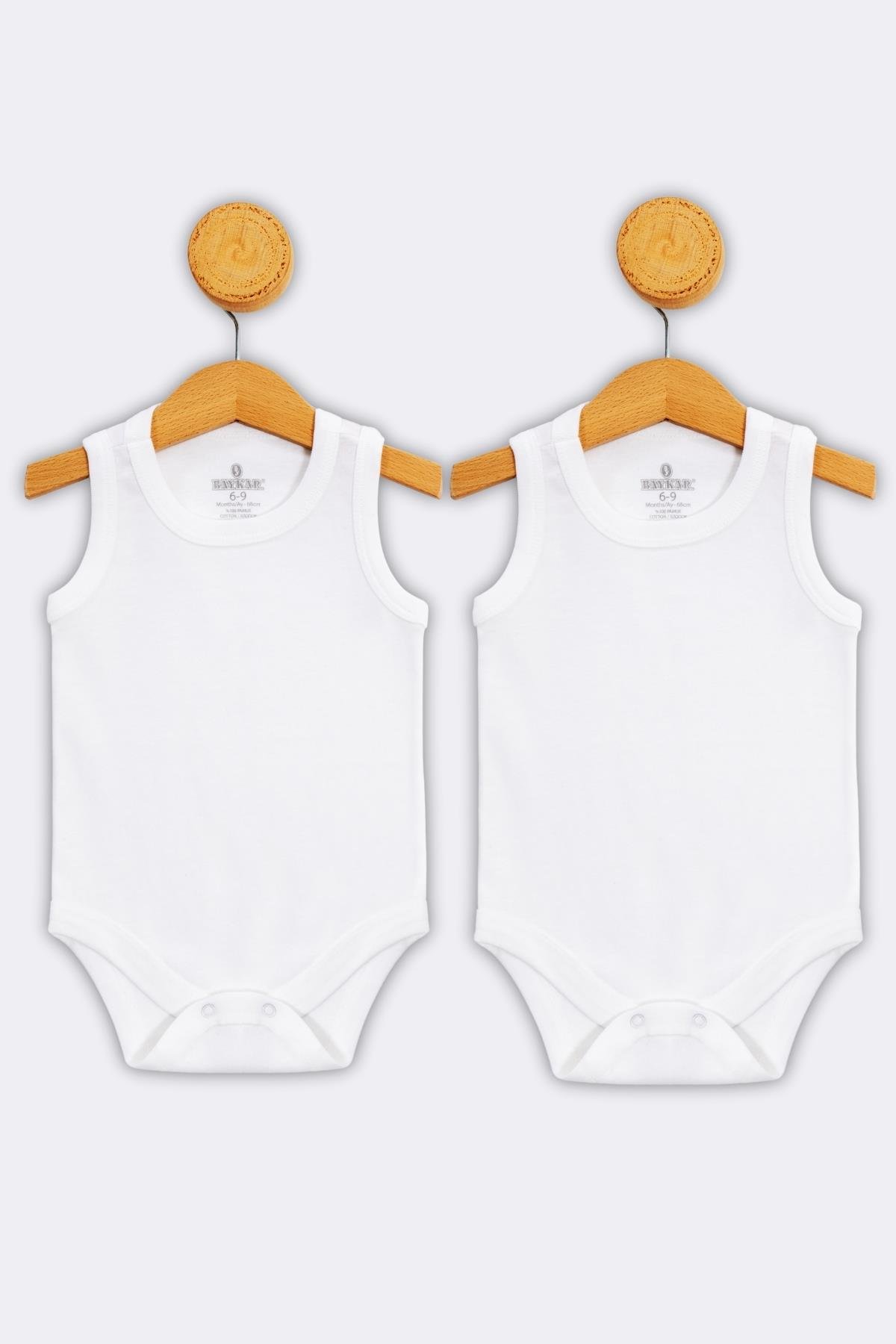 %100 Organik Pamuklu Bebek Çıtçıtlı Zıbın Body 2'li Paket Beyaz