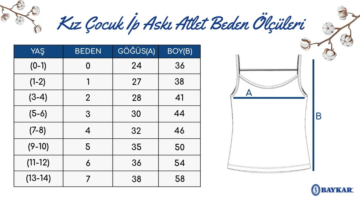 Baykar Kız Çocuk Çiçekli Atlet 3'lü Set 4964 Pembe