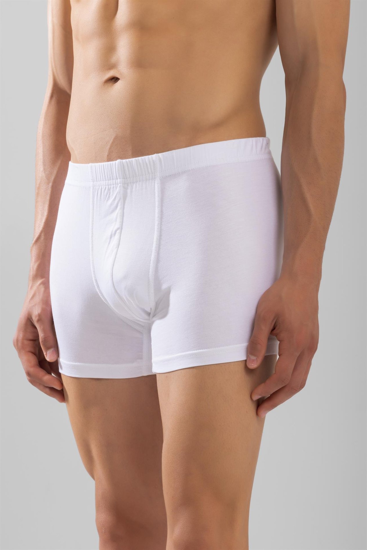 Erkek Bamboo Likralı Düz Boxer Beyaz