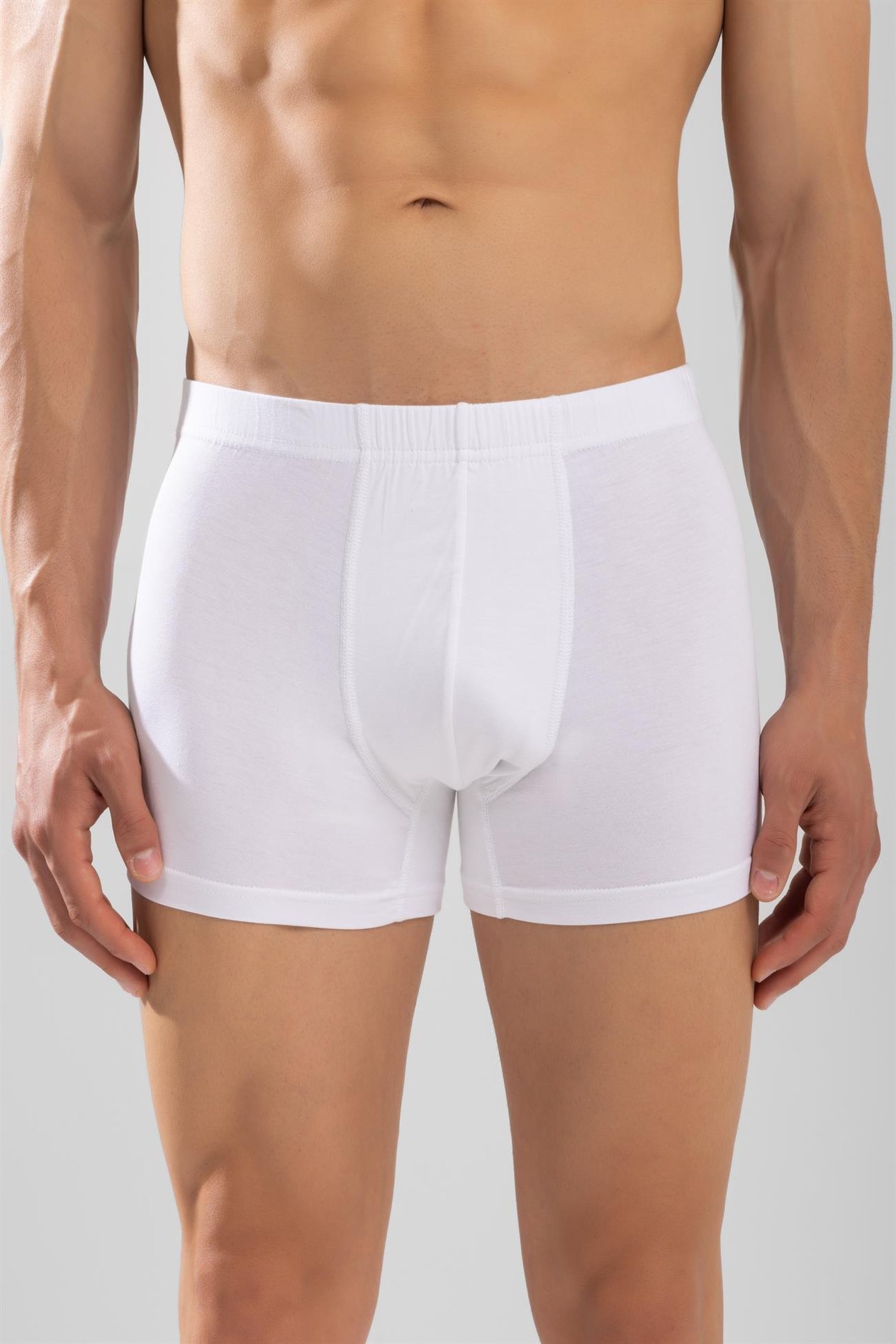 Erkek Bamboo Likralı Düz Boxer Beyaz