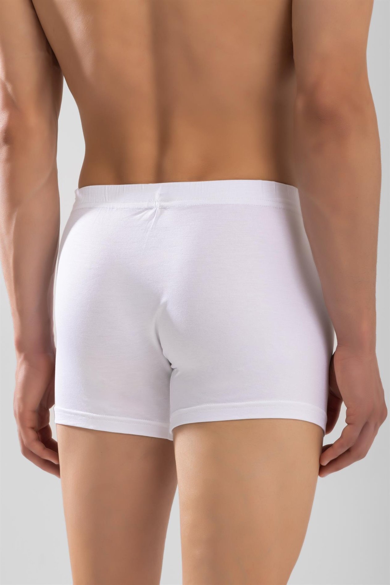Erkek Bamboo Likralı Düz Boxer Beyaz