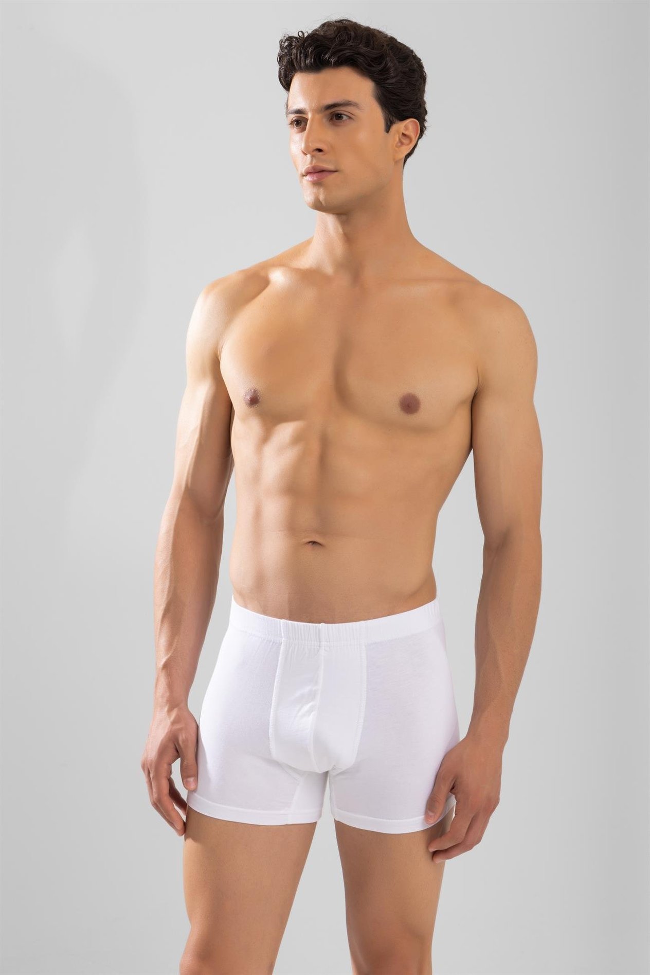 Erkek Bamboo Likralı Düz Boxer Beyaz
