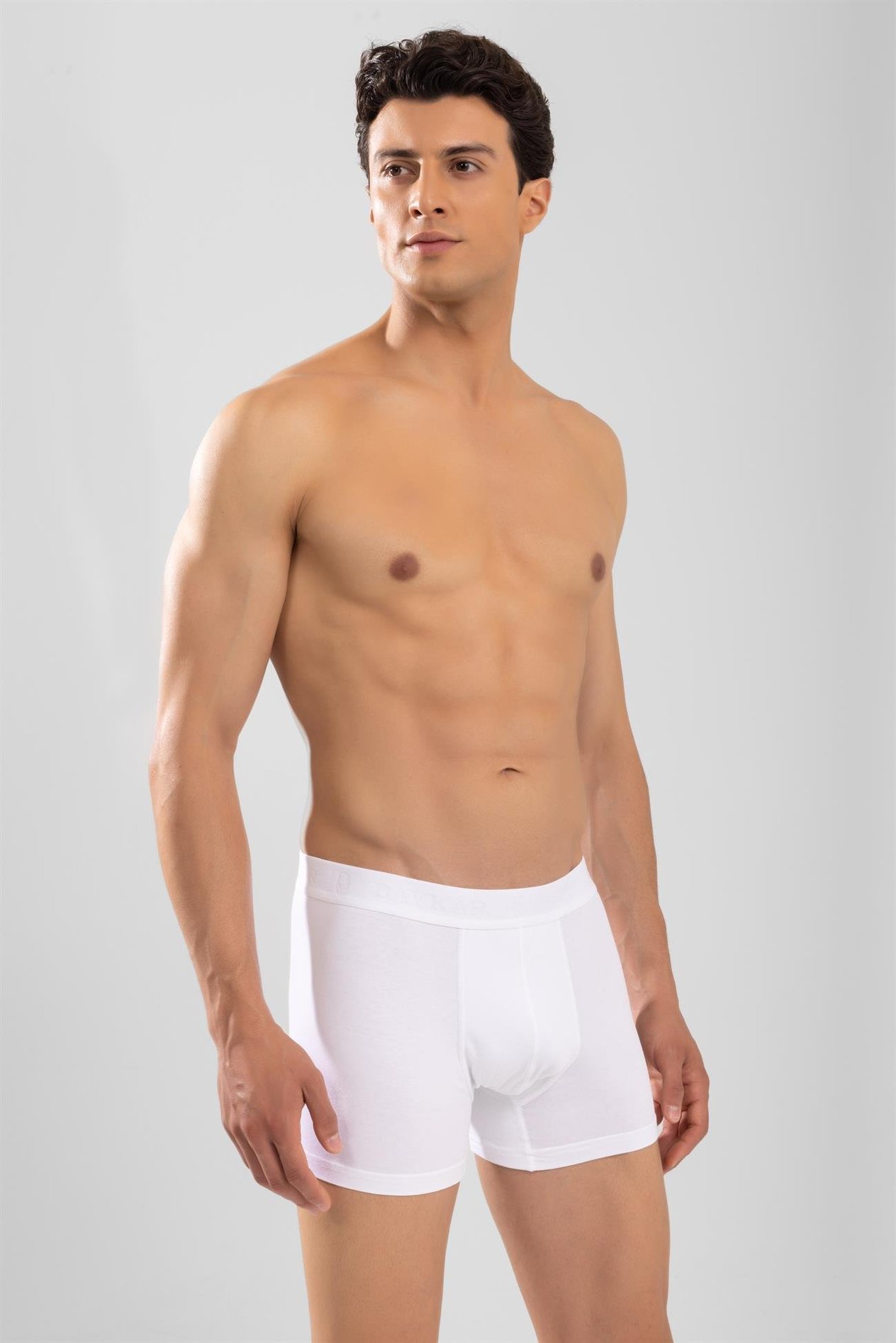 Erkek Compact Pamuklu Düz Boxer 3'lü Paket Beyaz