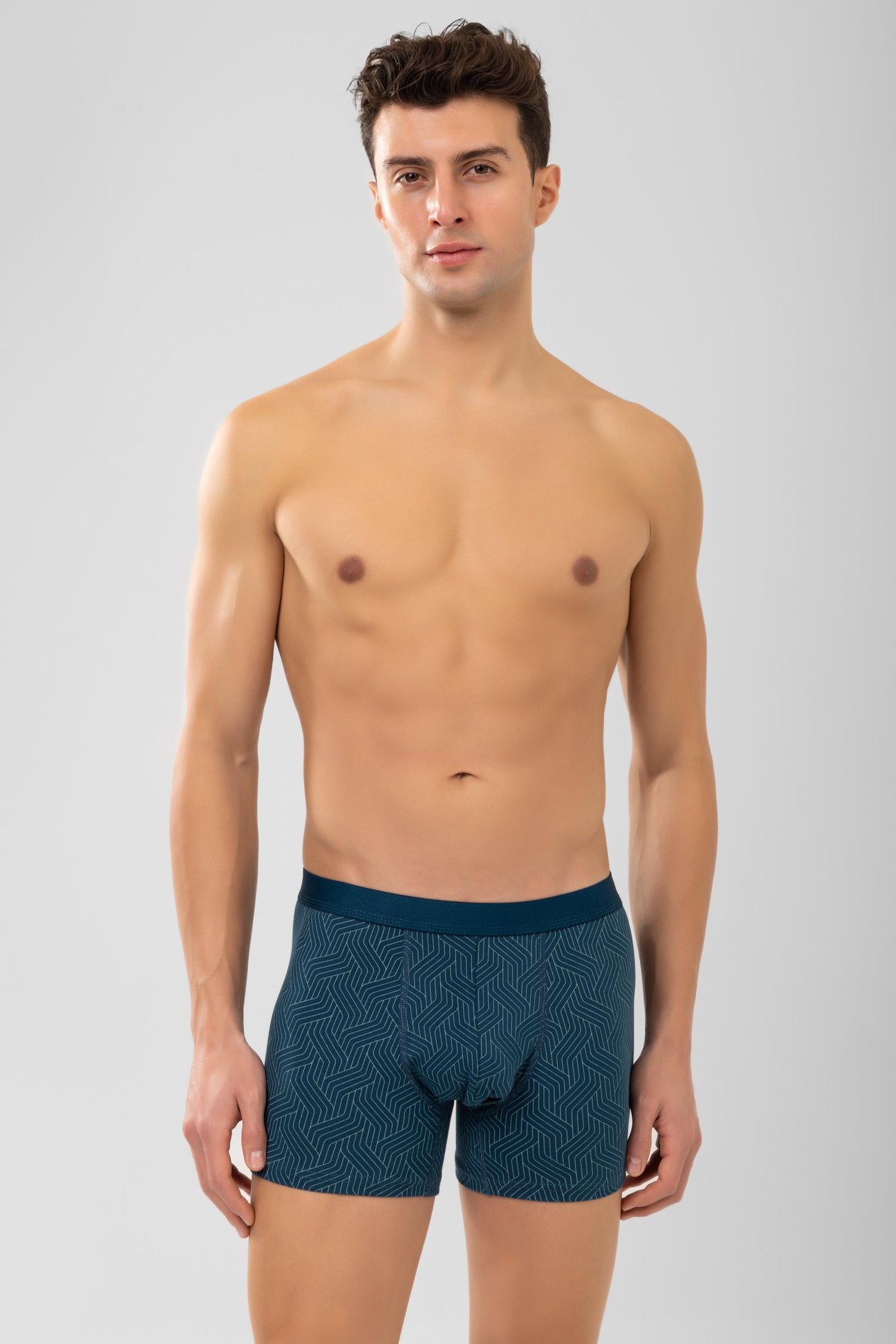 Erkek Desenli Likralı Pamuklu Compact Boxer 1995 Yeşil