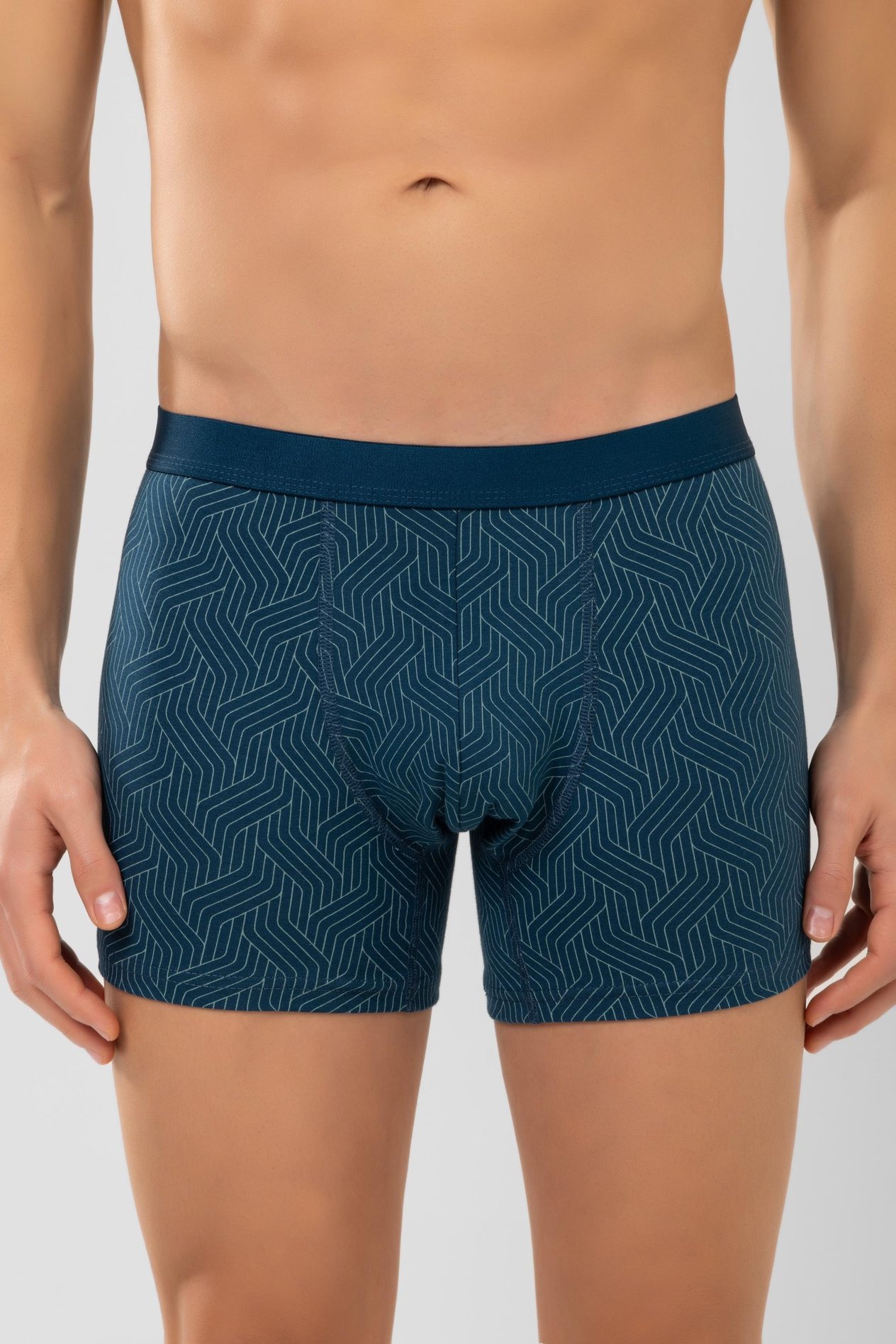 Erkek Desenli Likralı Pamuklu Compact Boxer 1995 Yeşil