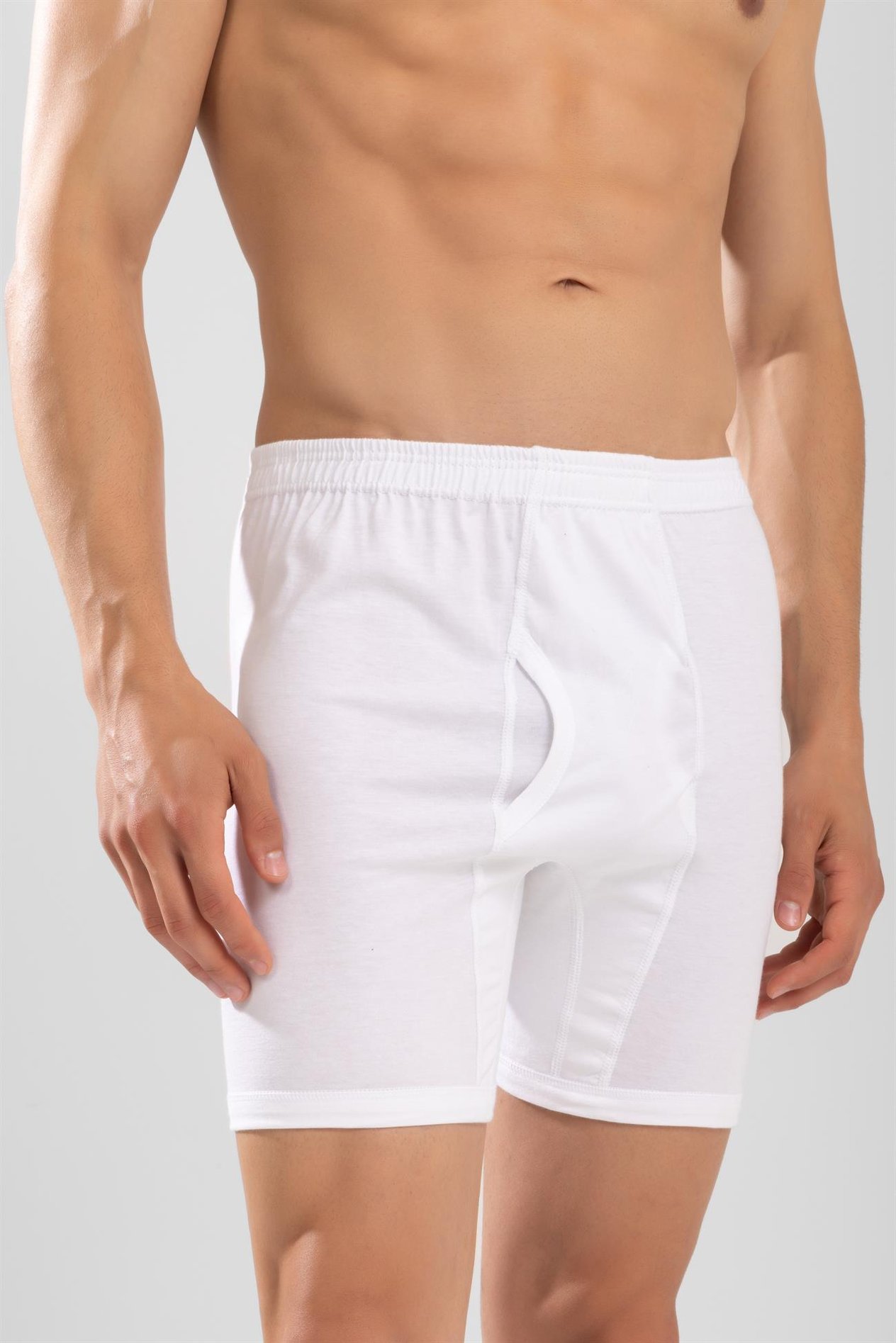 Erkek Pamuklu Arjantin Paçalı Boxer 3'lü Paket Beyaz