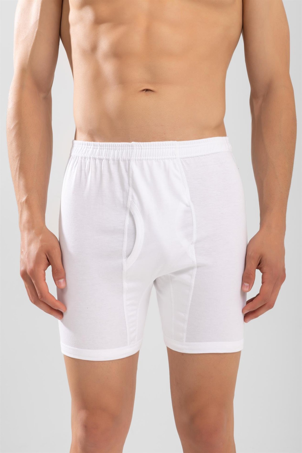 Erkek Pamuklu Arjantin Paçalı Boxer 3'lü Paket Beyaz