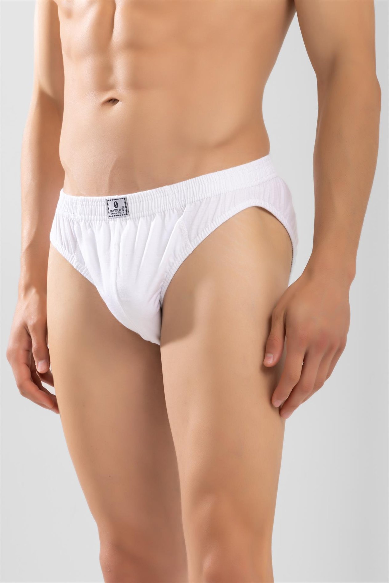 Erkek Pamuklu Beli Lastikli Düz Slip Külot 3'lü Paket Beyaz