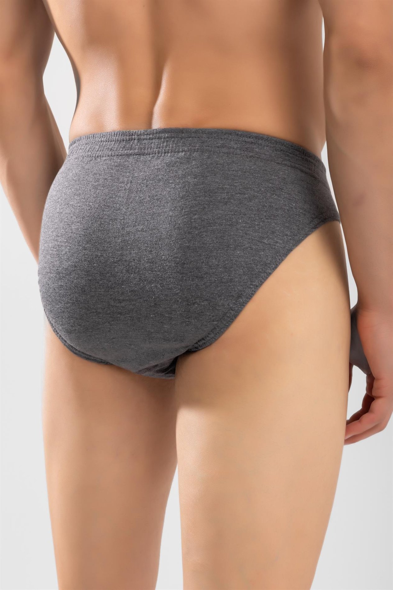 Erkek Pamuklu Beli Lastikli Düz Slip Külot 3'lü Paket Füme
