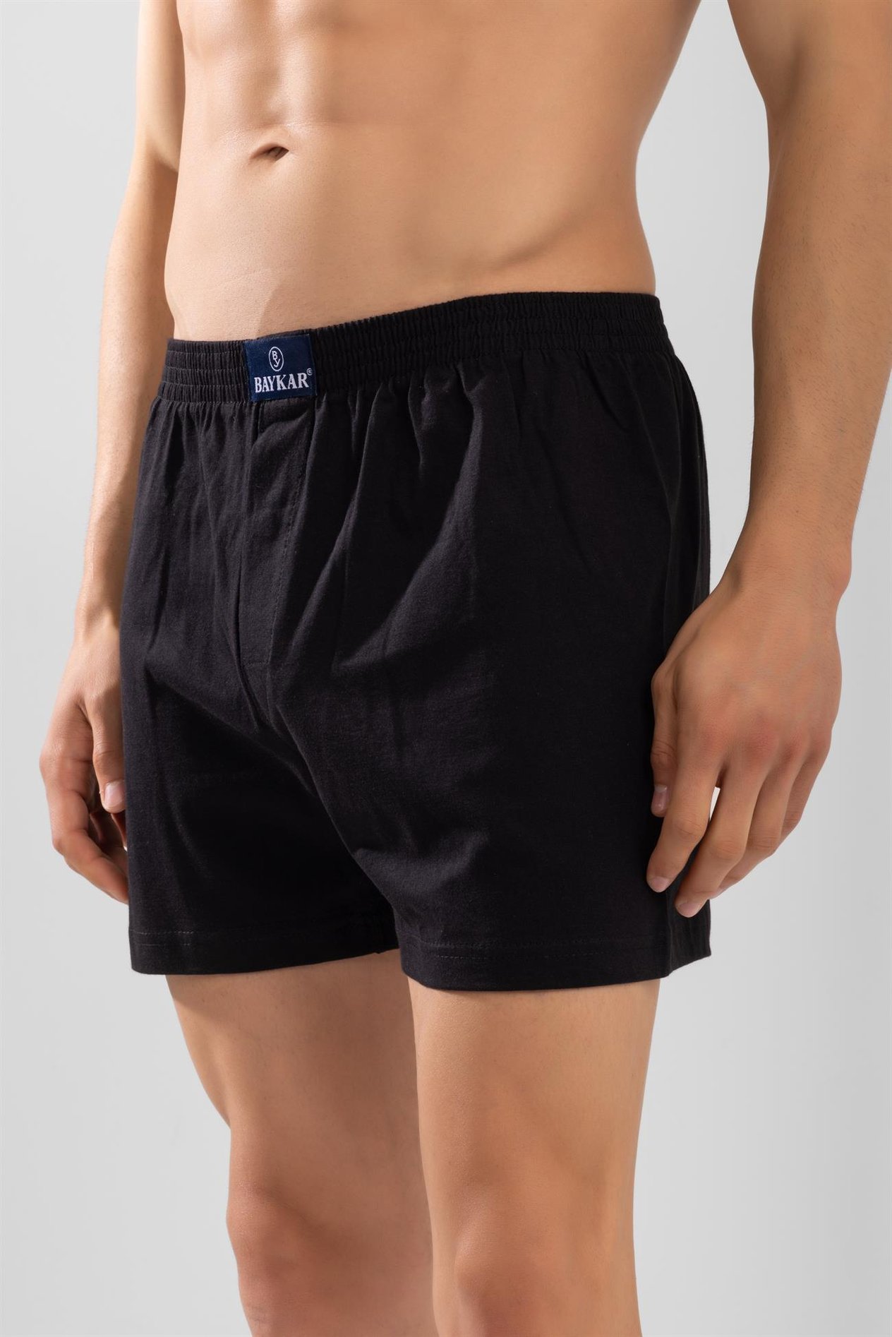 Erkek Pamuklu Rahat Kesim Havlu Bel Boxer 3'lü Paket Siyah