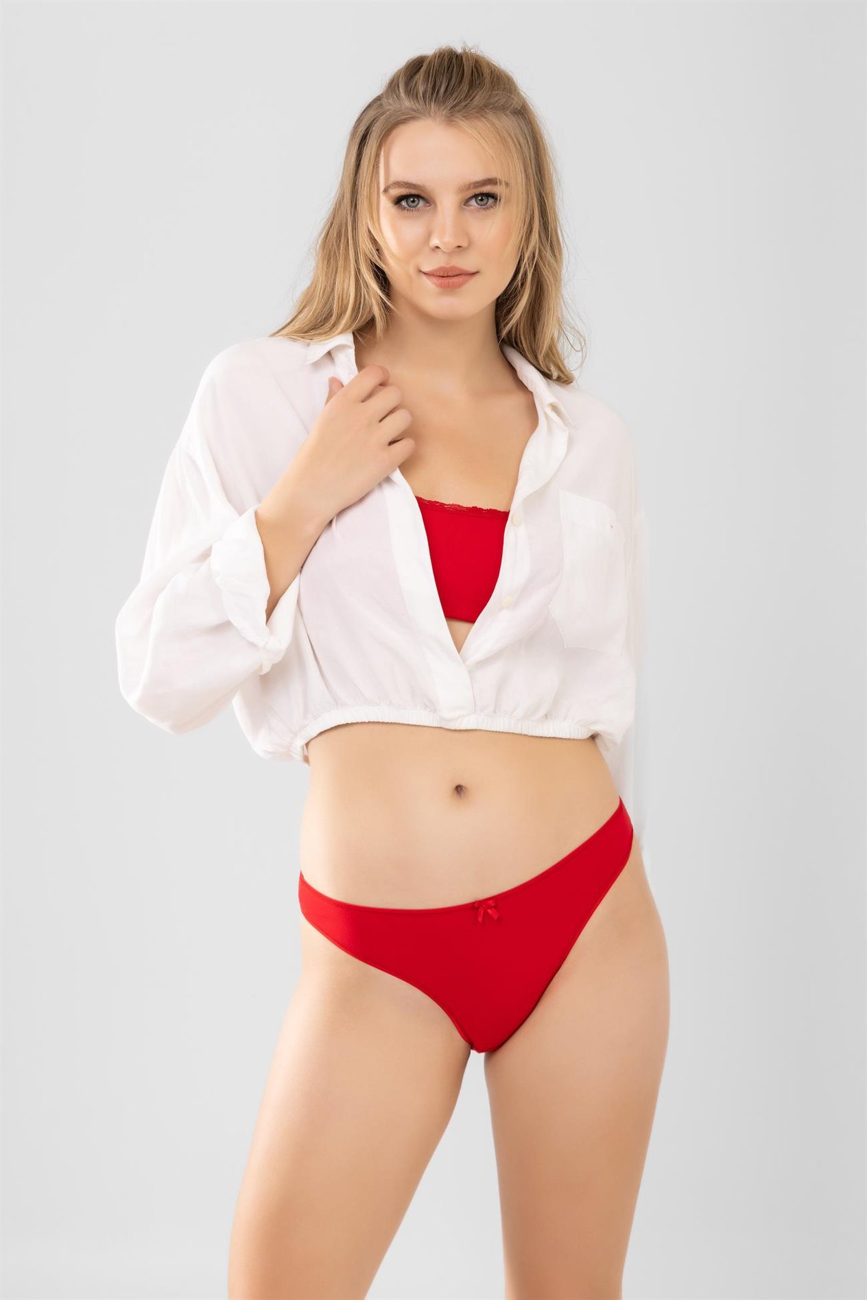Kadın Bikini Kesim Basic Pamuklu Külot Kırmızı