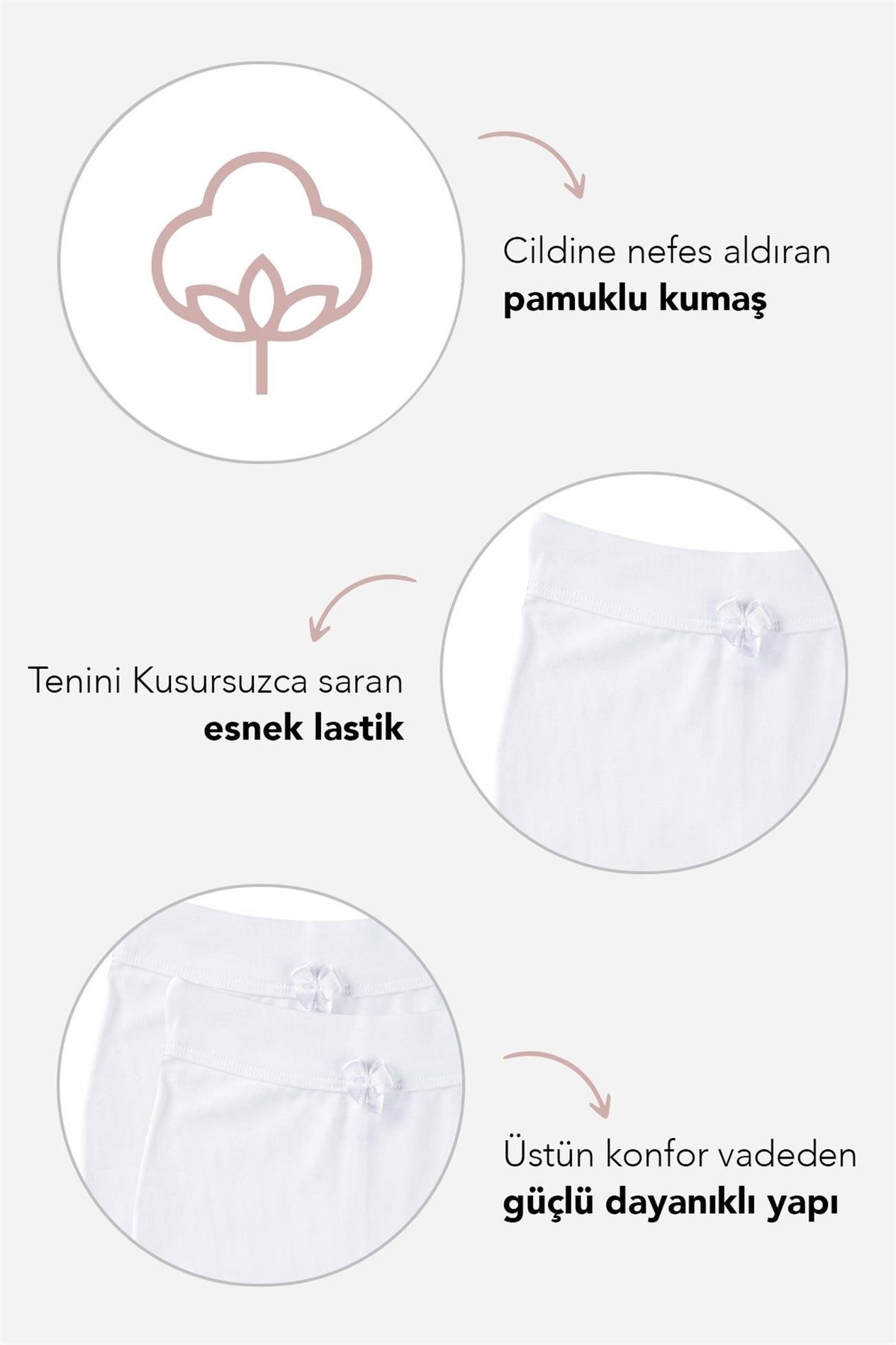 Kız Çocuk Pamuklu Düz Paçalı Boxer Tayt 2'li Paket Beyaz