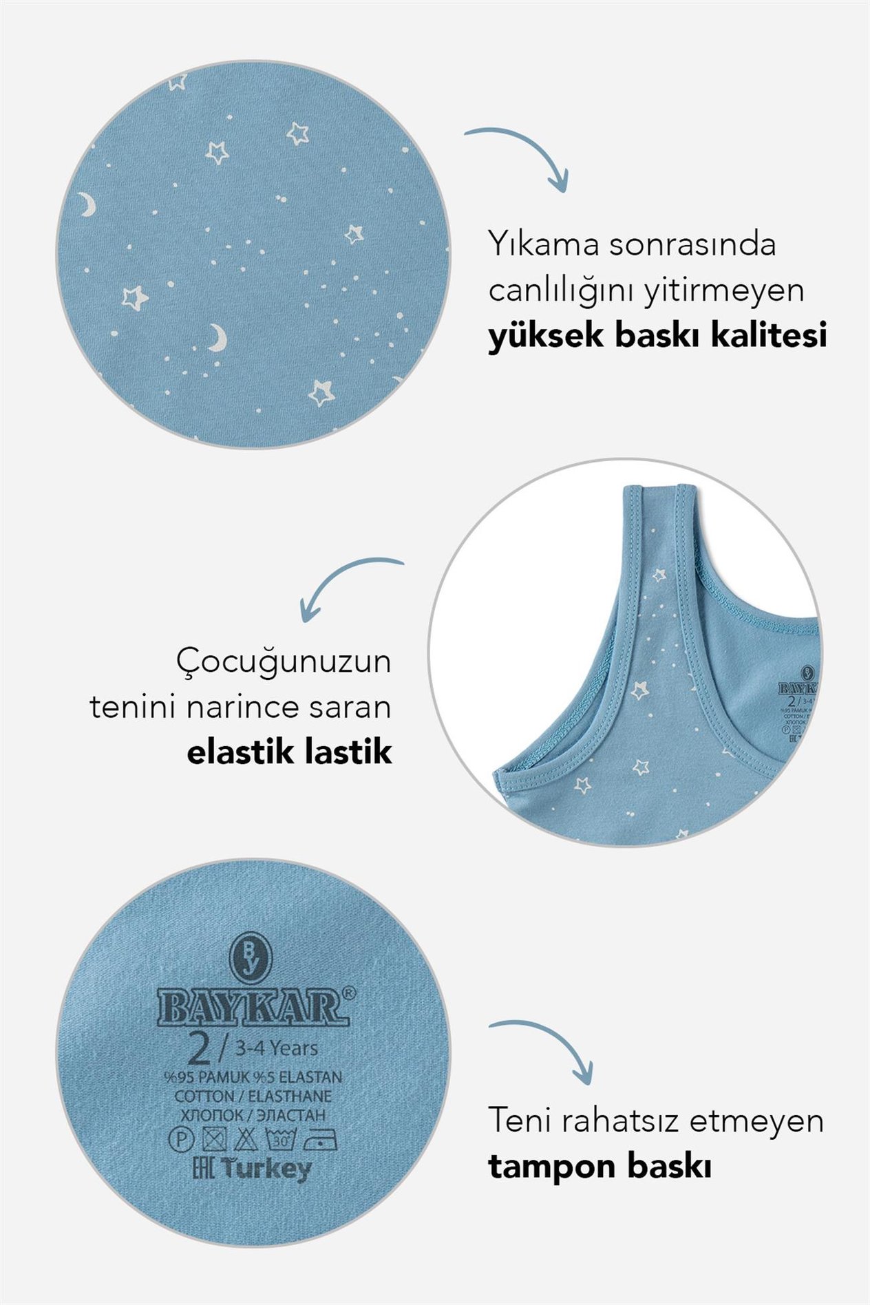 Kız Çocuk Pamuklu Kalın Askılı Renkli Baskılı Klasik Atlet 4668 Renkli