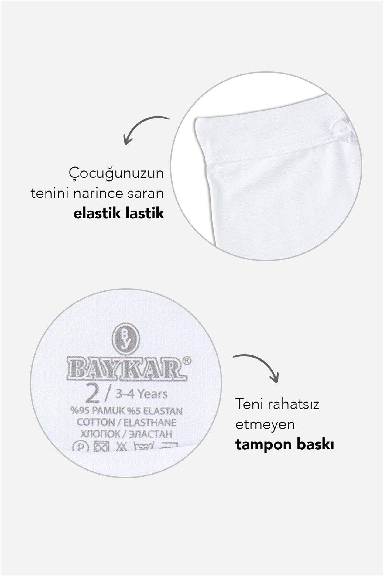 Kız Çocuk Pamuklu Likralı Düz Boxer Şort 3'lü Paket Beyaz