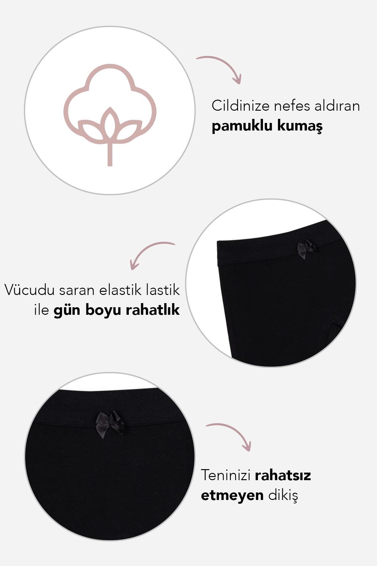 Kız Çocuk Pamuklu Likralı Düz Boxer Şort 3'lü Paket Siyah