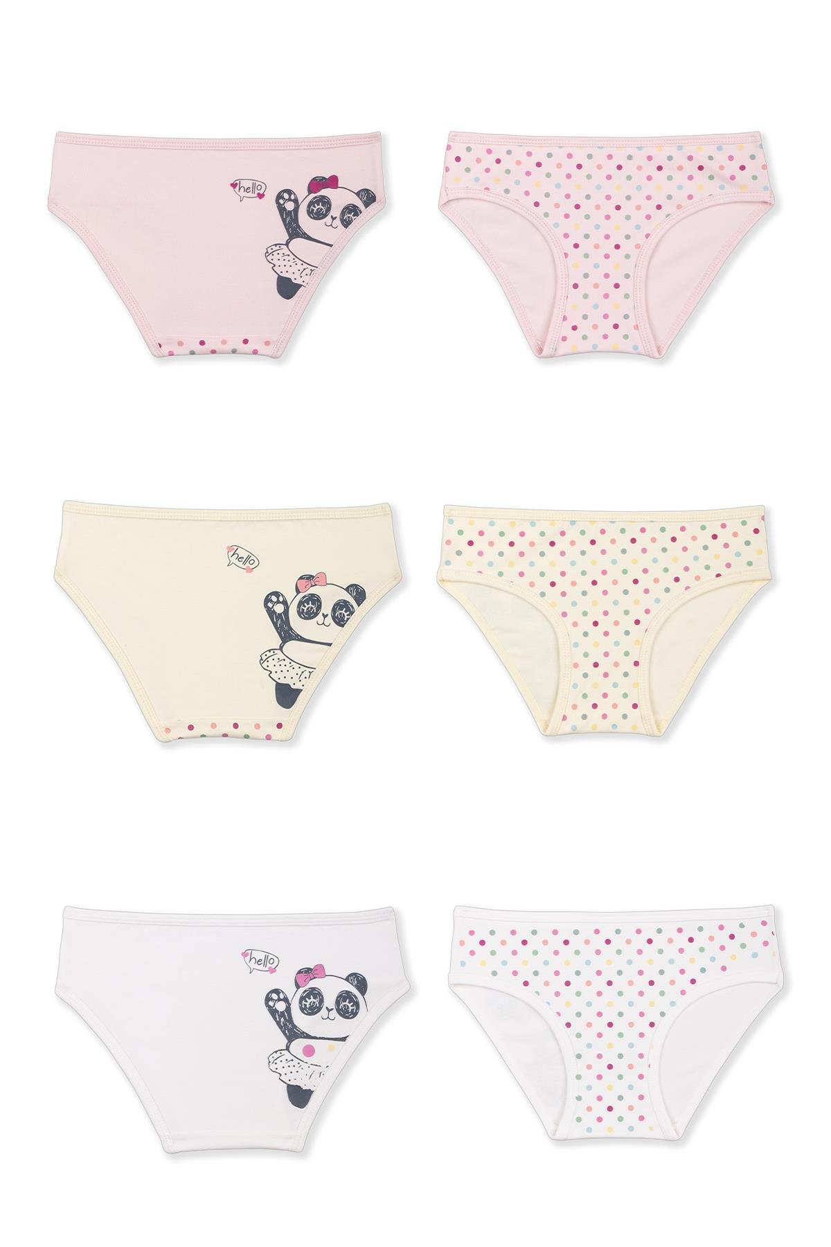 Kız Çocuk Pamuklu Renkli Baskılı Bikini Külot 6'lı Paket 5402 Renkli