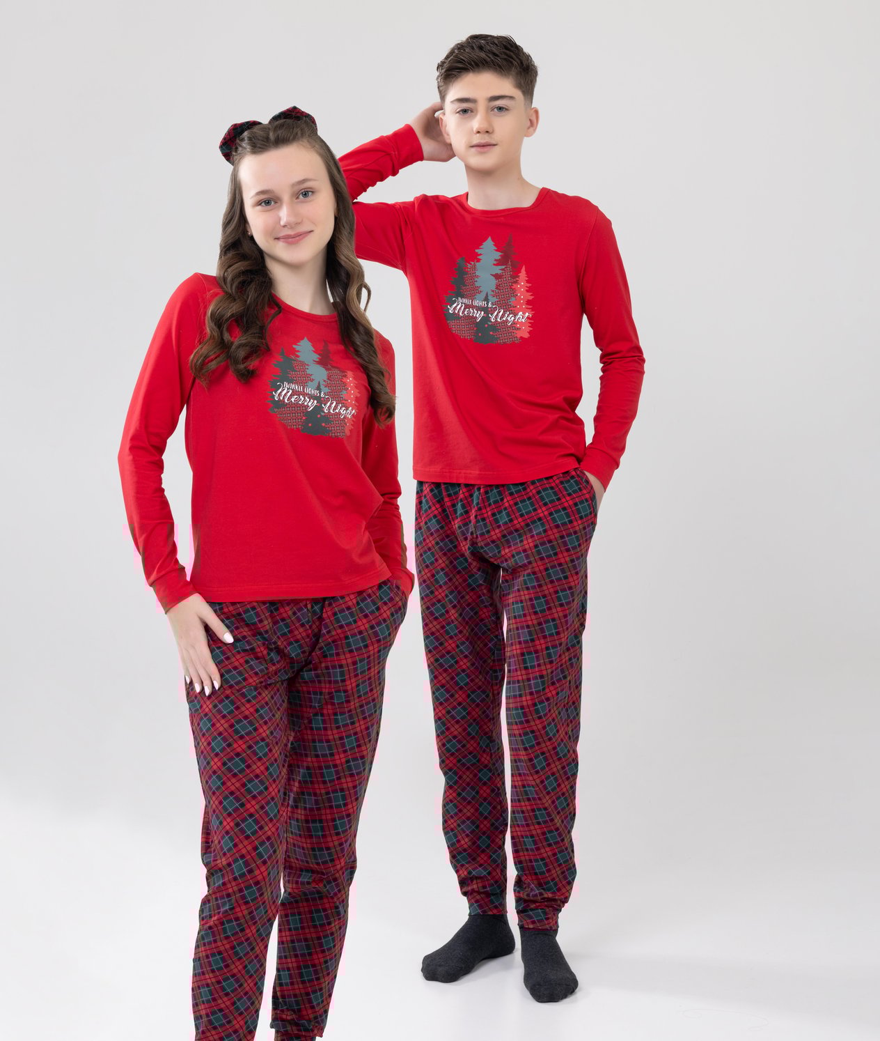 Unisex Çocuk Uzun Kollu Pijama Takımı 9505 Kırmızı