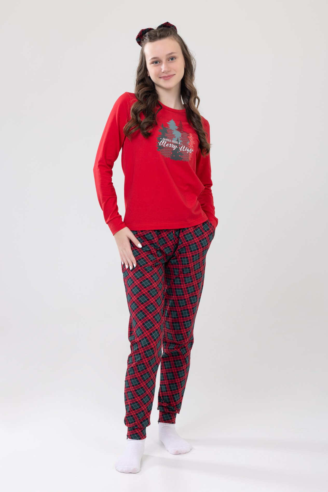 Unisex Çocuk Uzun Kollu Pijama Takımı 9505 Kırmızı