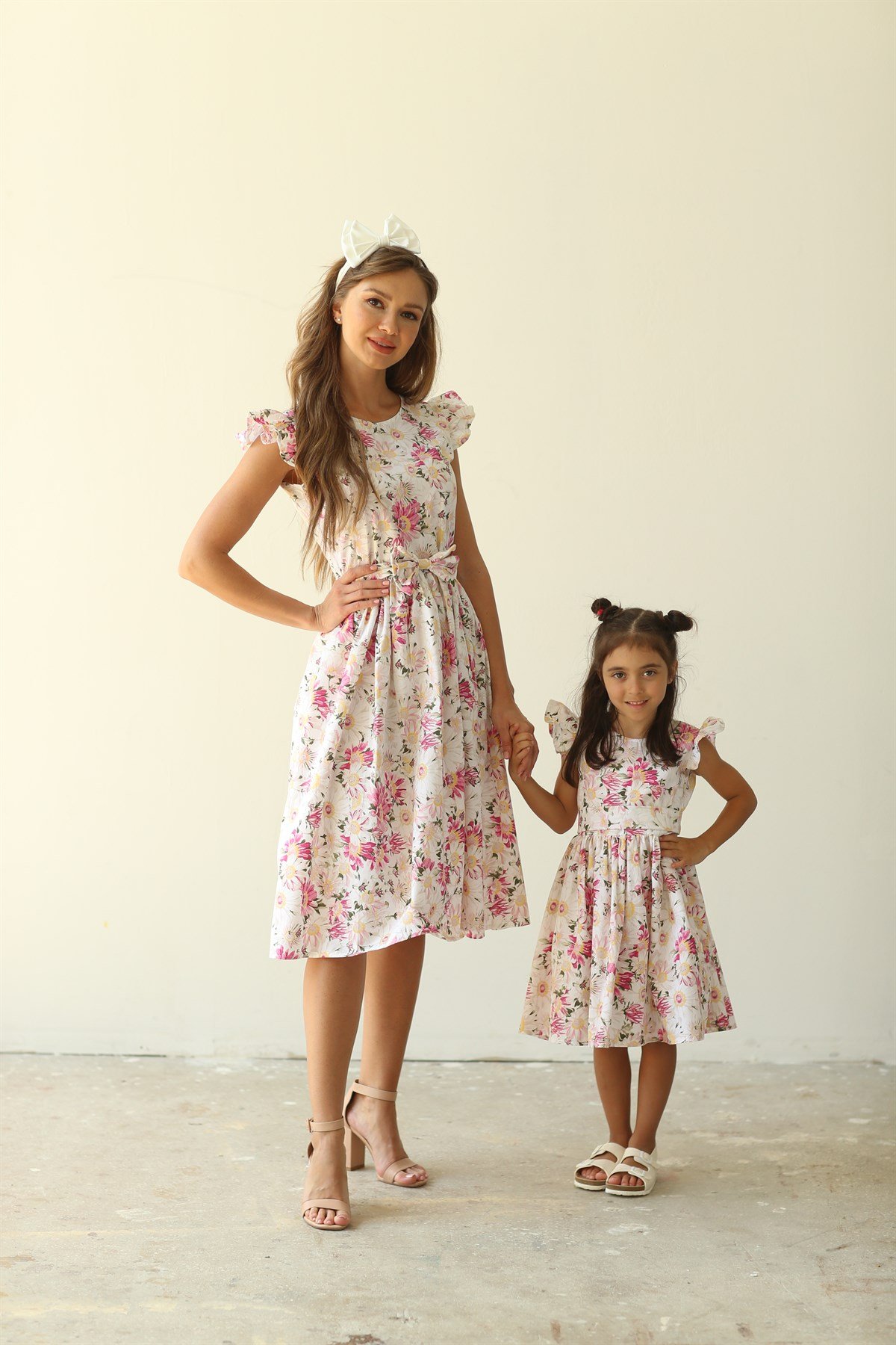 PEMBE PAPATYALI ANNE KIZ KOMBİNİ