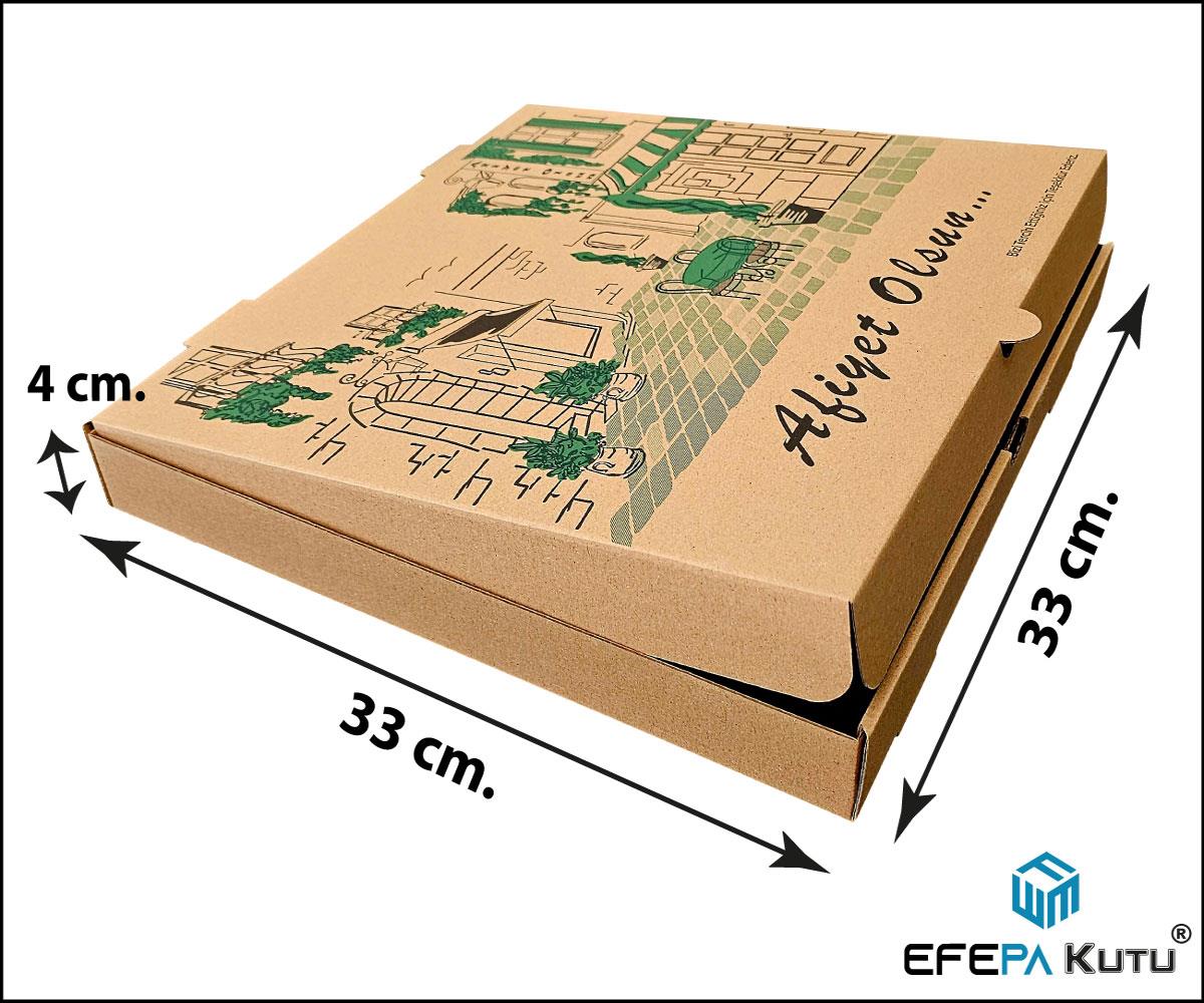 Karton Pizza Kutusu 33x33x4 cm 100'lü