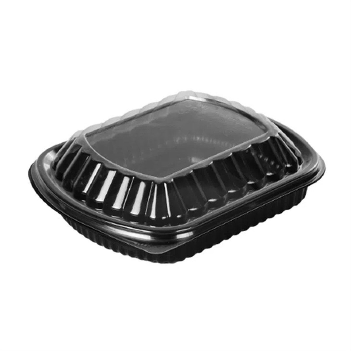 Plastik Tek Bölmeli Yemek Kabı+Kapak 50'li