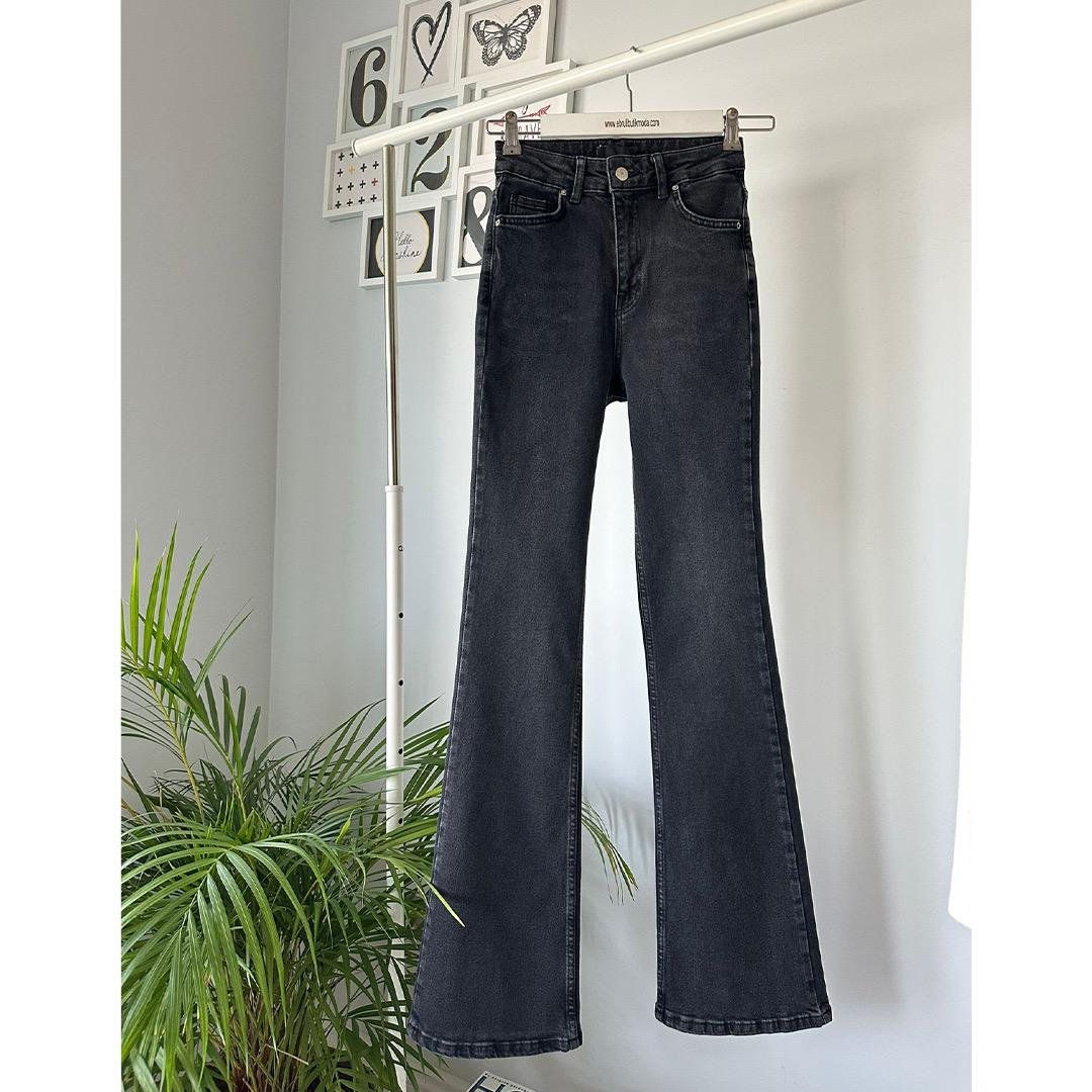 YÜKSEK BEL LİKRALI FLARE JEAN