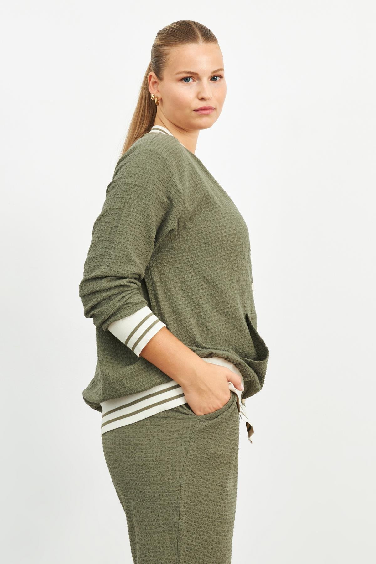 HAKİ DOKULU BOMBER CEKET | curly
