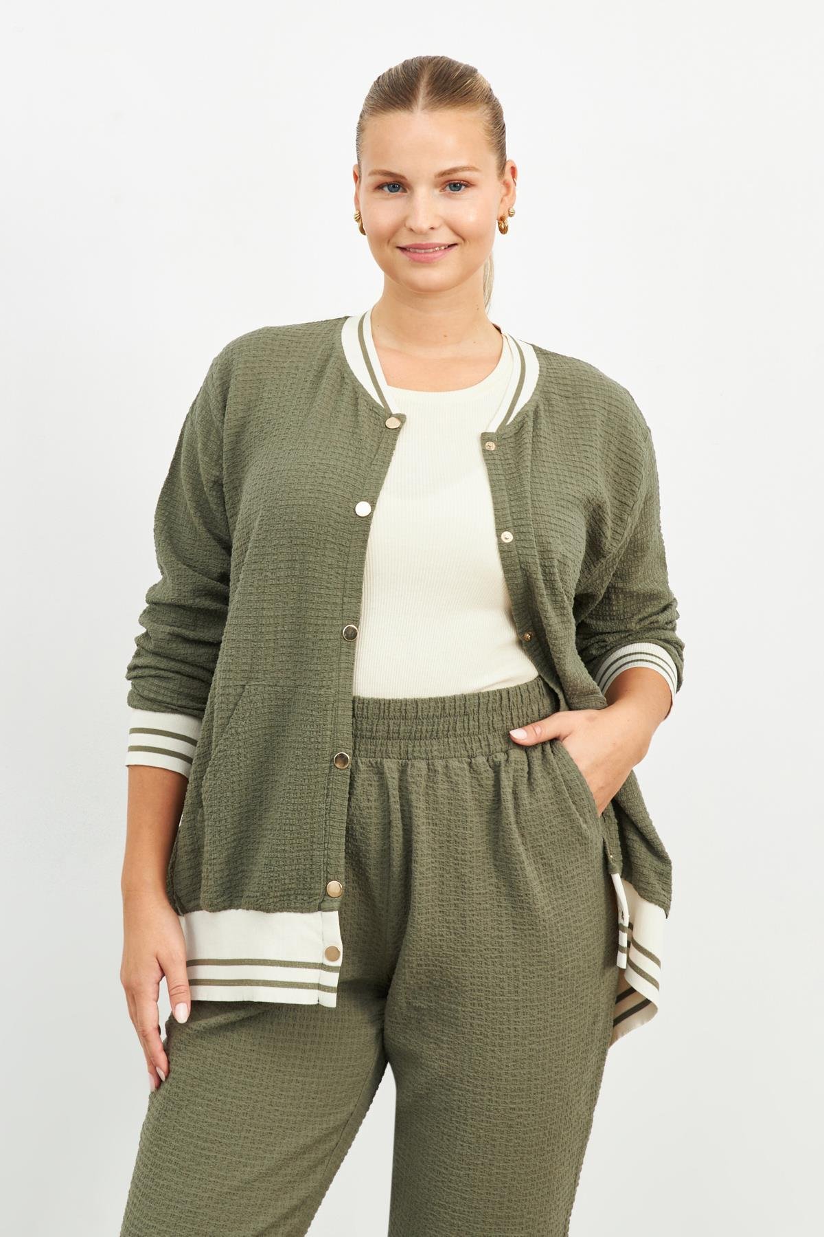HAKİ DOKULU BOMBER CEKET | curly