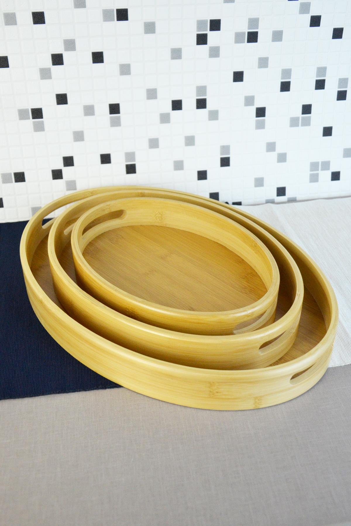 PAÇİ-BAMBU 3'LÜ OVAL DERİN TEPSİ SETİ
