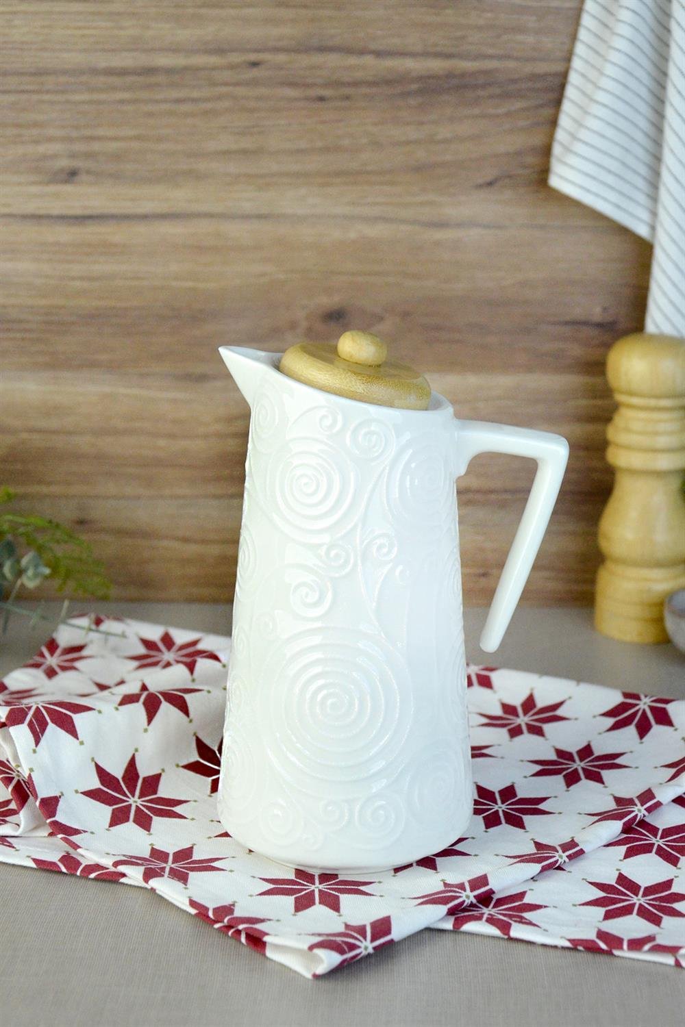 PAÇİ-MANDY KÜÇÜK 750 ML BAMBU KAPAKLI PORSELEN YAĞLIK