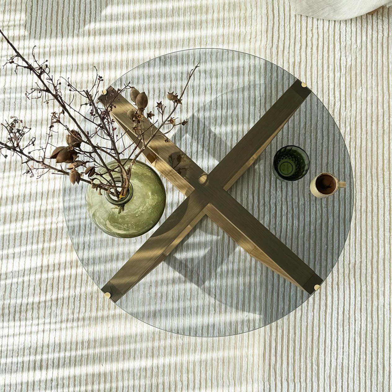 NEOstill - Lotus Cam Sehpa / Teak & Füme Cam