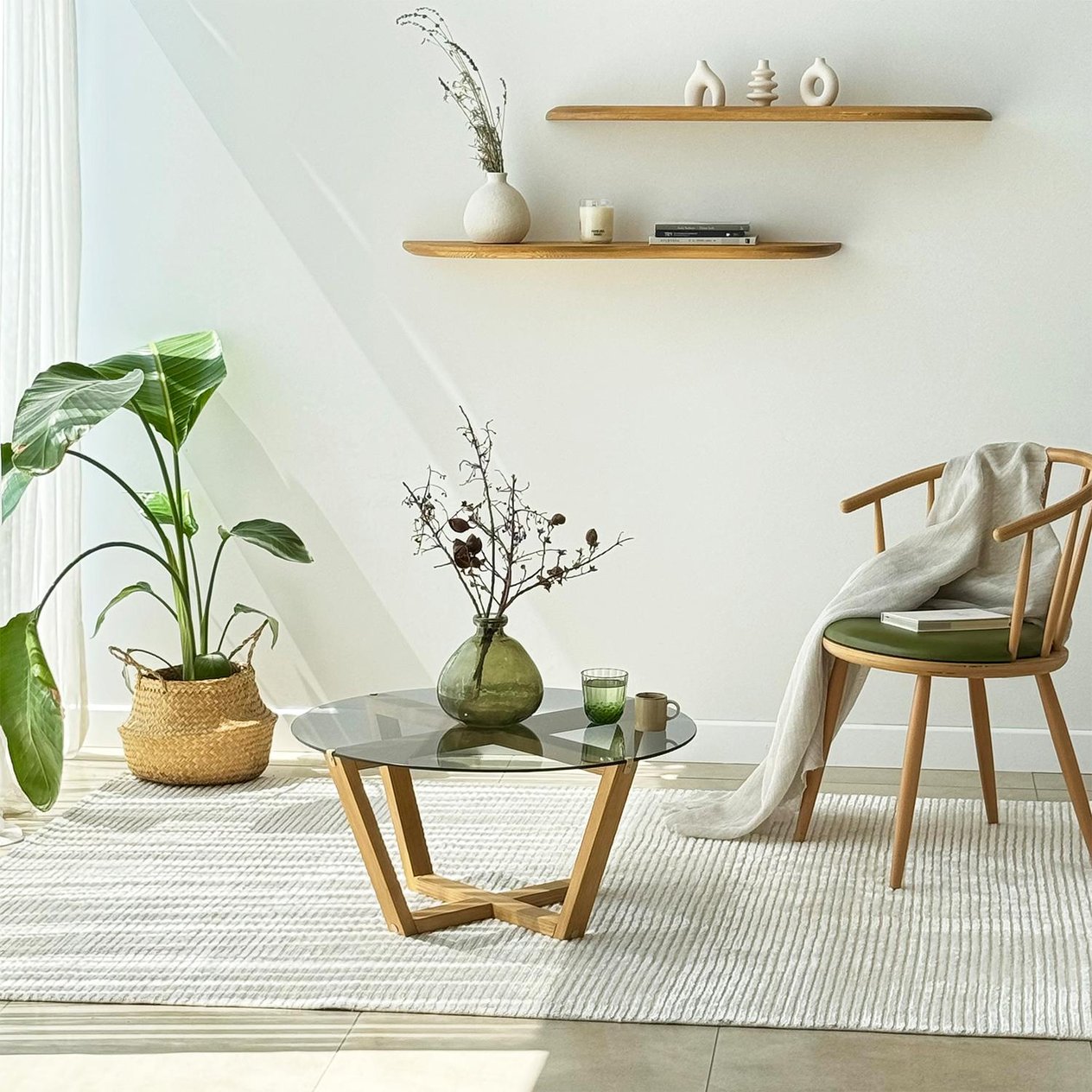 NEOstill - Lotus Cam Sehpa / Teak & Füme Cam