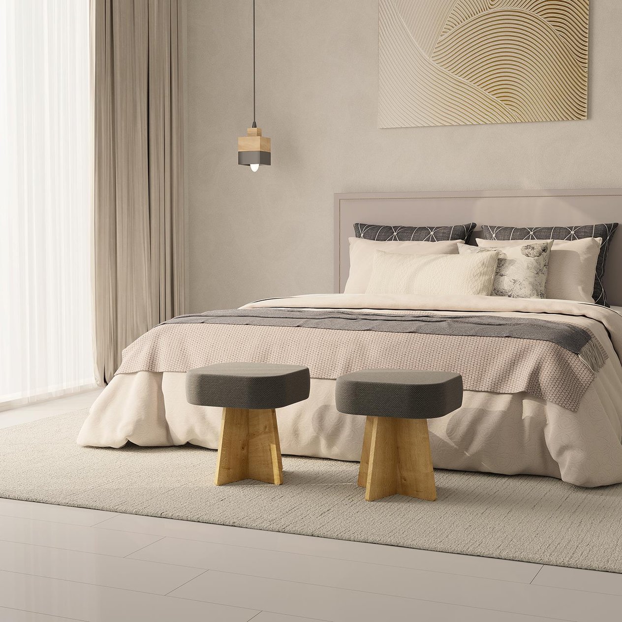 NEOstill - Zen Puf / 40x40 - Antrasit - Meşe